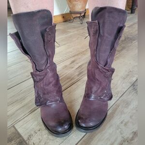 A.S.98 Women's Purple Moto Leather Boots 38